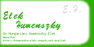 elek humenszky business card